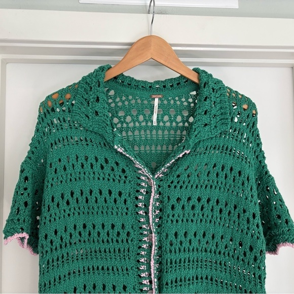 Free People Crochet knit Cardigan Size M/L - Picture 5 of 9
